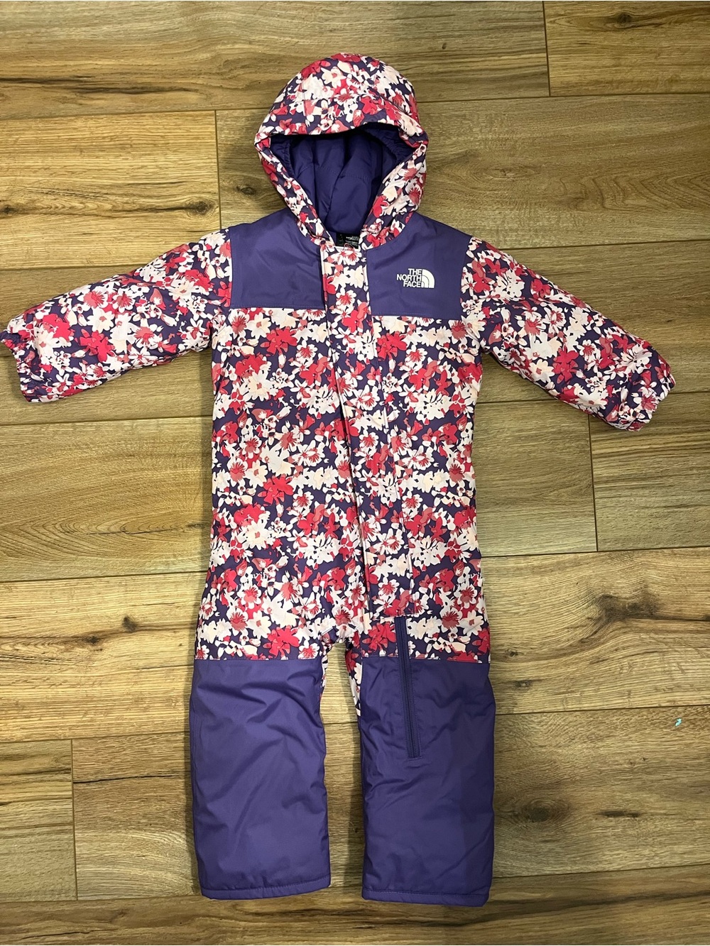 The North Face Purple Floral Hooded Baby Jacket